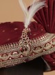 Designer Maroon Embroidered Turban